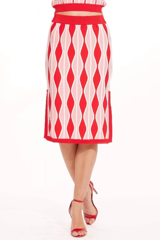 coral wrap skirts chic -Niska Skirt In Harlequin Pink