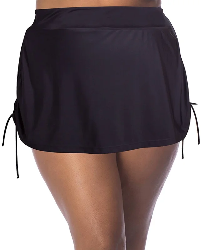 maroon pencil skirts polished -Plus Size Adjustable Sides Swim Skirt In Black