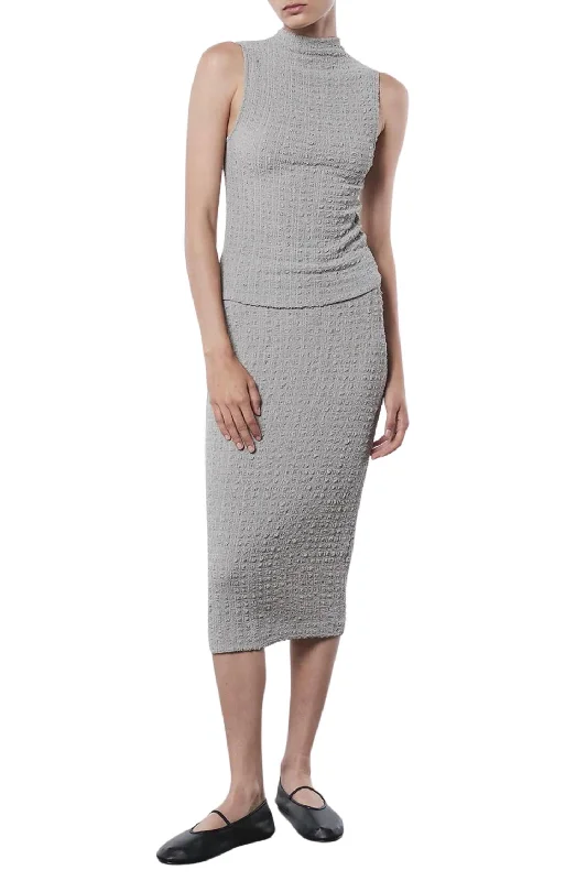 soft beige utility skirts versatile -Puckered Pencil Skirt In Limestone