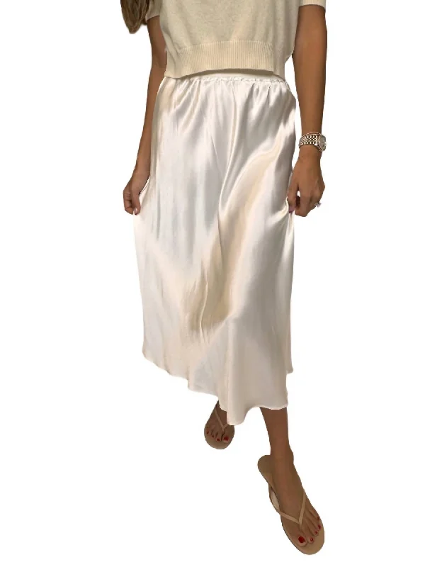 olive flared skirts elegant -Satin Skirt In Cream