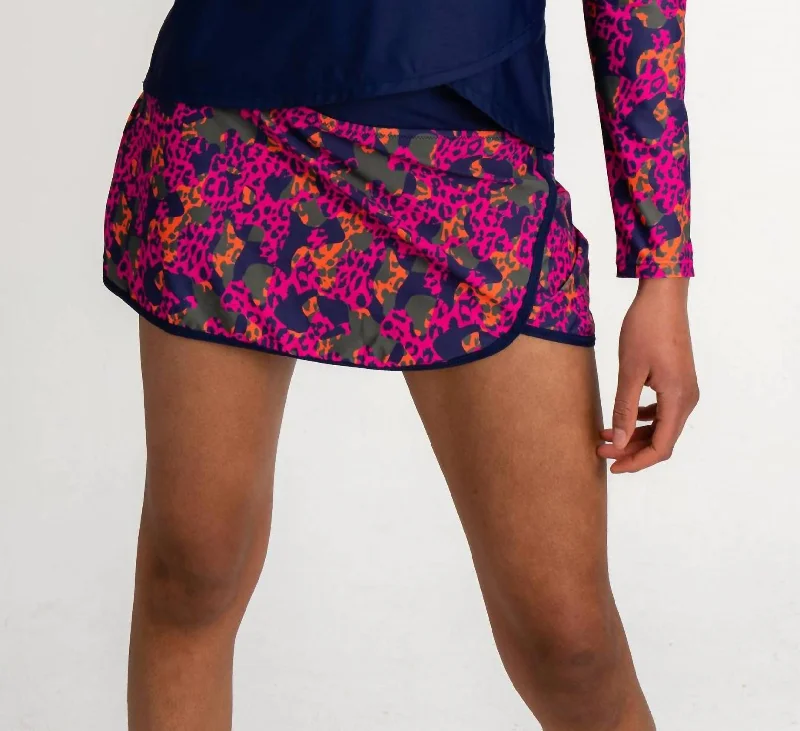 soft beige utility skirts versatile -Splash Swim Skort In Wild Leopard