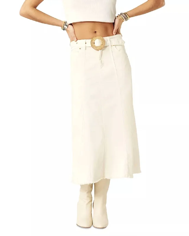 khaki asymmetrical skirts modern -Tinna Midi Skirt In White