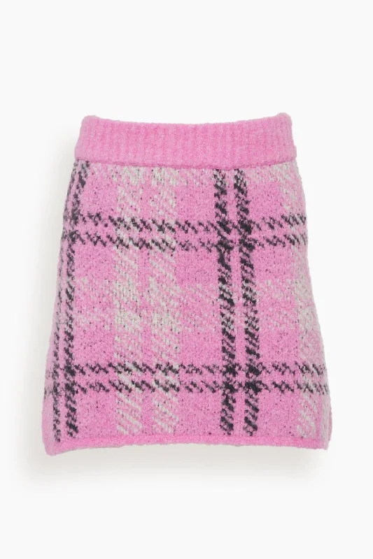 navy blue pleated skirts trendy -Women's Susan Boucle Mini Skirt In Pink Check