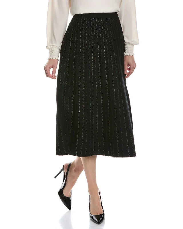 navy blue pencil skirts smart -YAL New York Metallic Midi Skirt