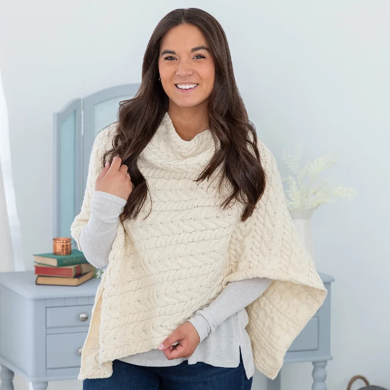 cardigan blush pink -Irish Aran Wool Poncho