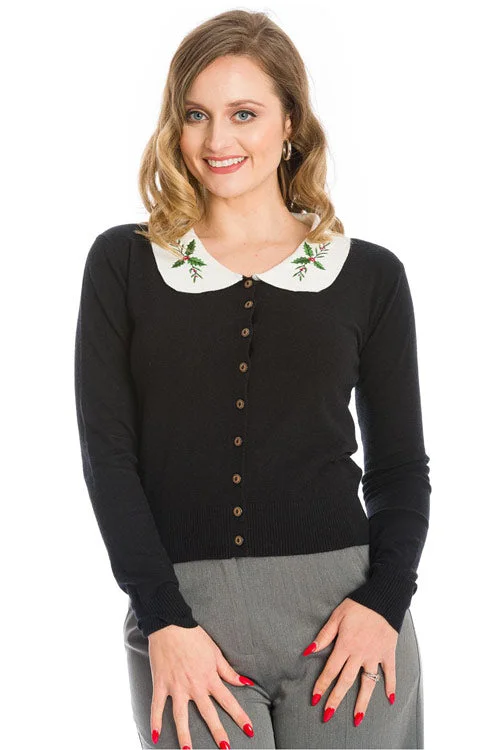 cardigan silky layers -Banned Happy Holly Cardigan in Black Christmas