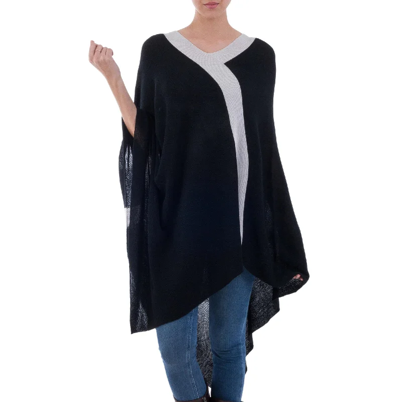 cardigan cuddly navy -Beam of Light Knit Bohemian Drape Poncho