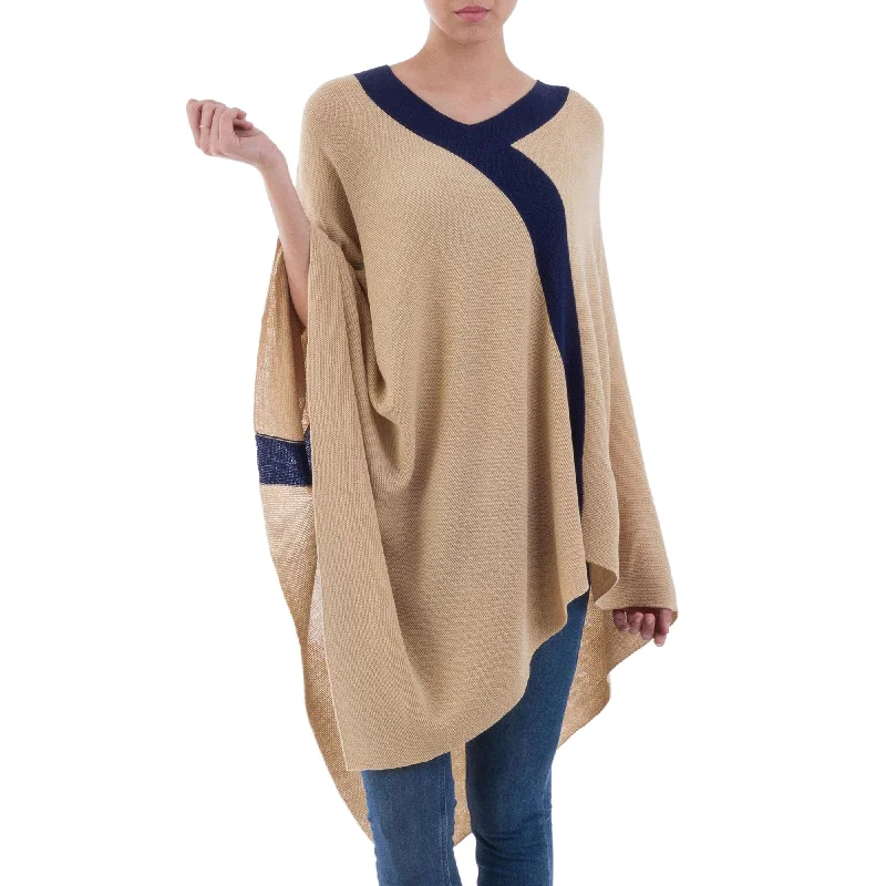 cardigan chill pink -Beam of Light Navy & Tan Poncho