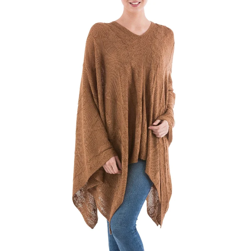 cardigan frosty weather -Brown Lightweight Peruvian Poncho