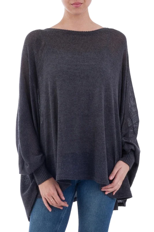 cardigan hip pink -Charcoal Breeze Bohemian Drape Sweater