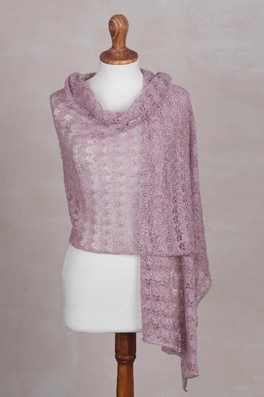 cardigan laidback fabric -Dreamy Texture in Blush Textured 100% Baby Alpaca Shawl in Blush from Peru