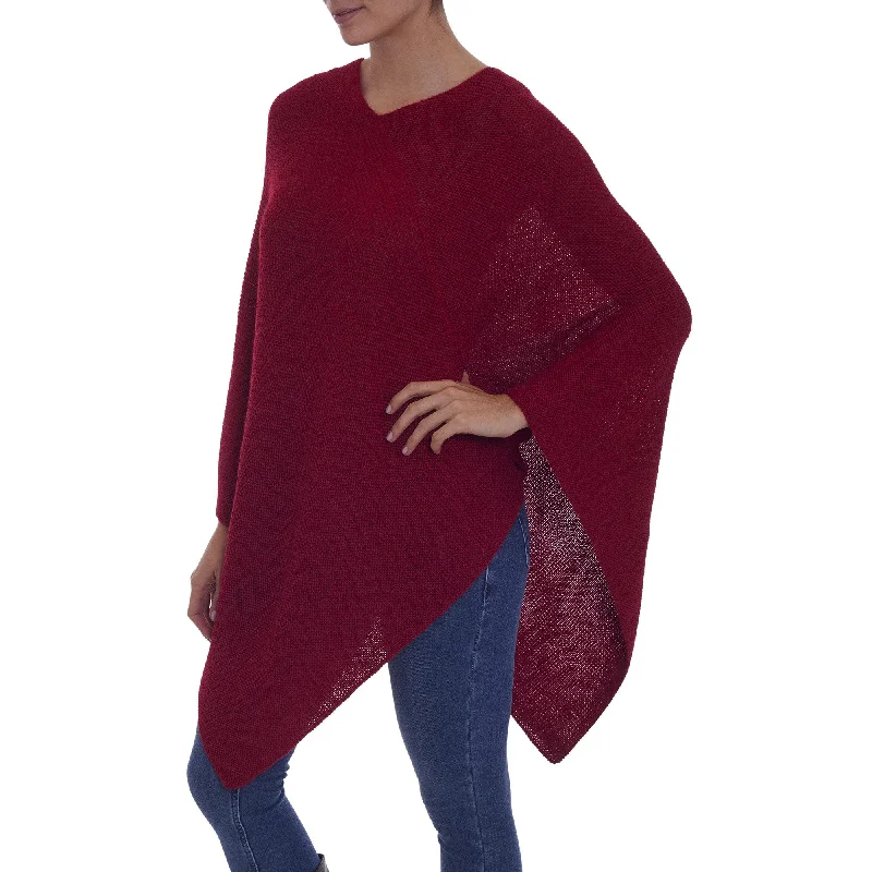 cardigan semi formal -Enchanted Evening in Claret Alpaca Poncho