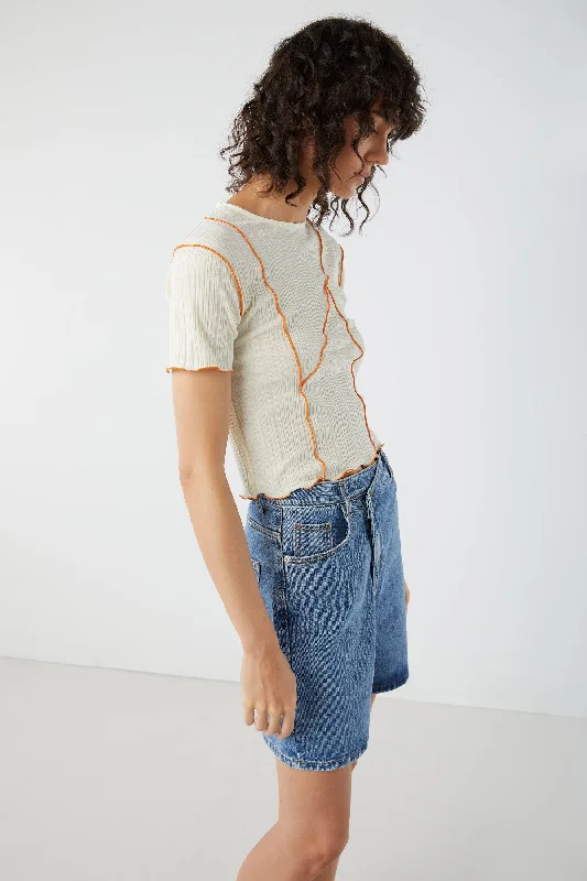 cardigan laidback fabric -EXPOSED SEAM TEE