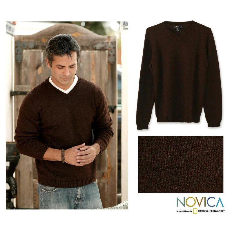 cardigan music fest -Favorite Memories Men's Brown Alpaca Sweater