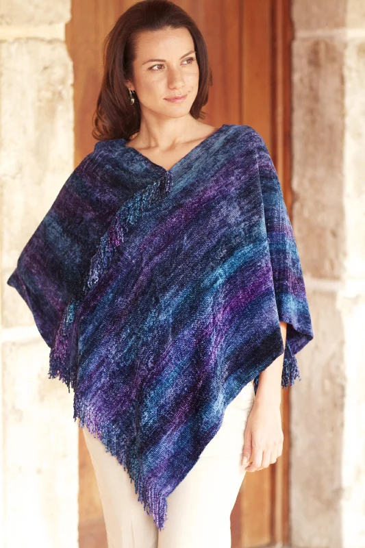 cardigan punchy blend -Full Moon Night Hand Woven Cotton Blend Guatemalan Poncho