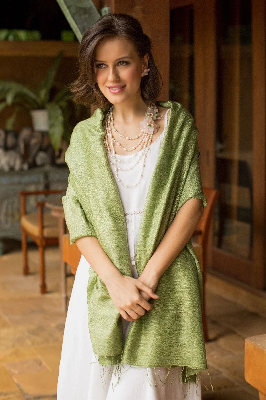 cardigan flowing alpaca -Green Treasure Hand Made Silk Shawl