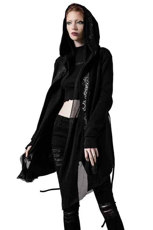 cardigan heated wool -Killstar Ruination Hooded Cardigan Cloak