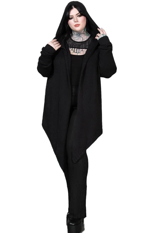 cardigan punchy wool -Killstar Veiled Sins Hooded Cardigan Drapey and Flowing