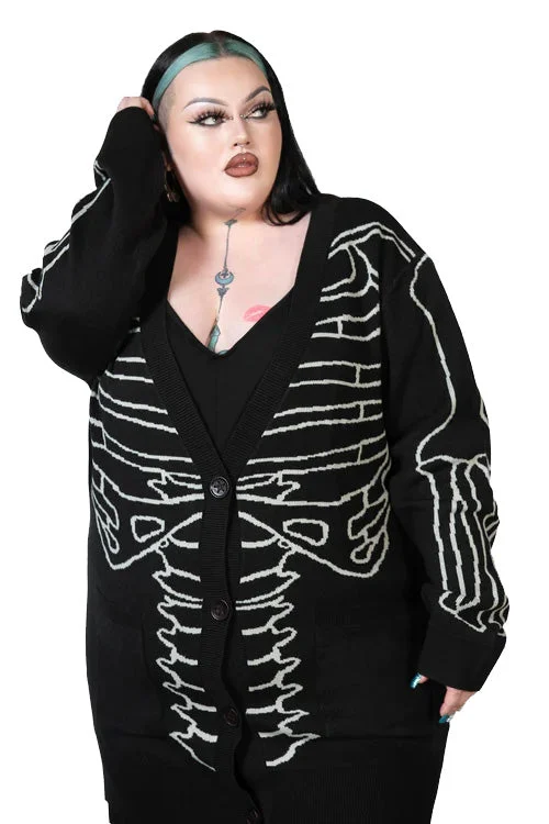 cardigan chill cotton -Killstar Your Remains Oversized Knit Cardigan Unisex Skeleton