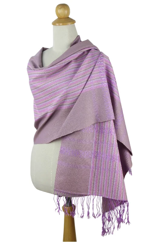 cardigan chill sweater -Lavender Symphony Cotton Shawl from Thailand