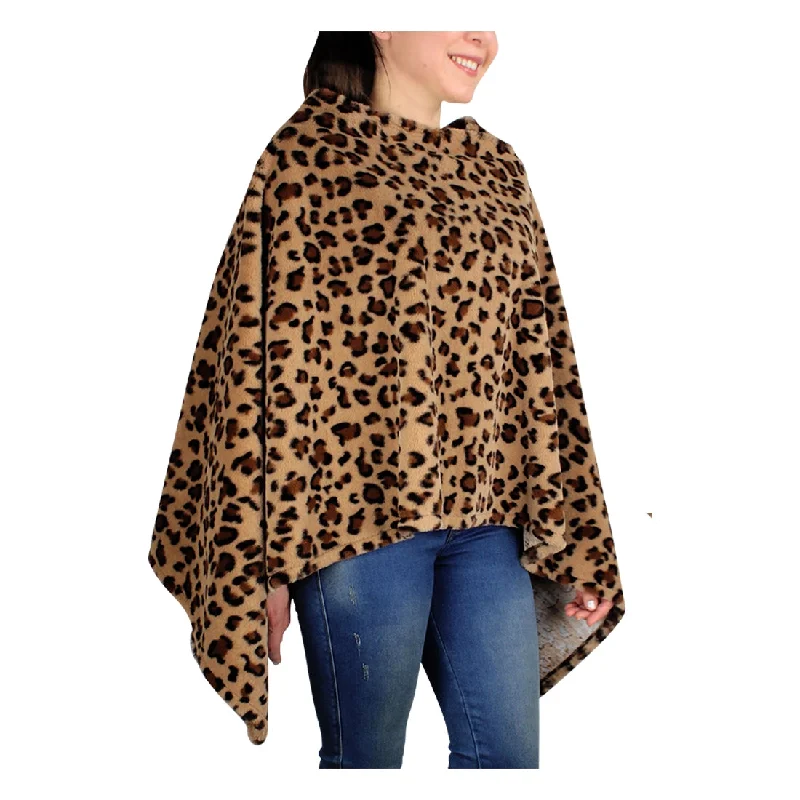 cardigan snuggly warm -Leopard Lauren Faux Fur Poncho