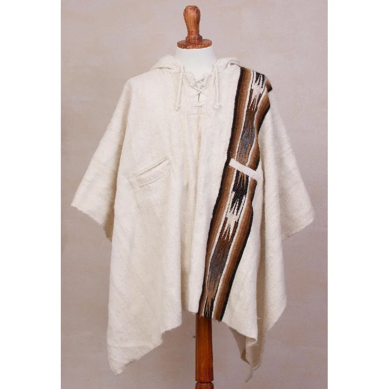 cardigan women’s chic -Men's Beige Alpaca Poncho