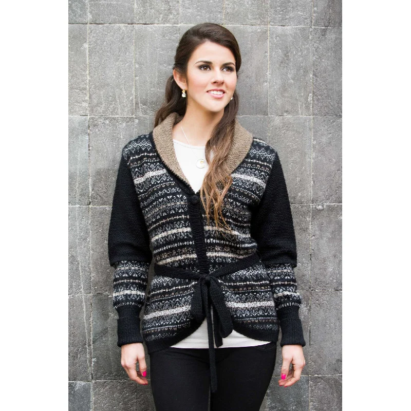 cardigan cap sleeve -Midnight Medley Alpaca Cardigan