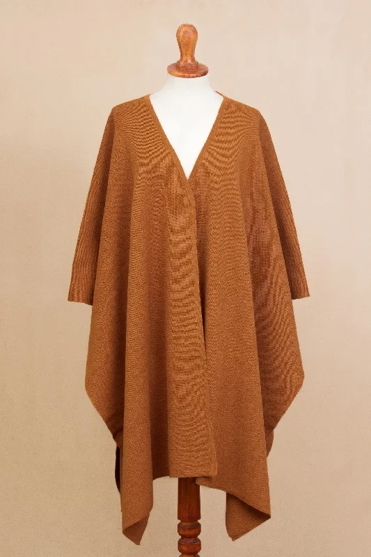 cardigan designer label -NOVICA  Knit Alpaca Blend Ruana in Sunrise from Peru, 'Elegant Fashion in Sunrise'