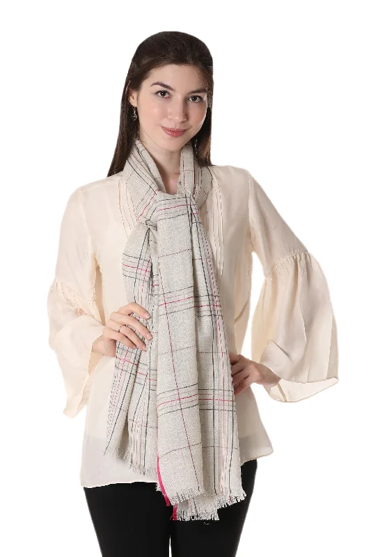 cardigan heated sweater -Off-White Sophistication Wool Patterned Shawl in Off-White from India