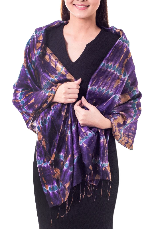 cardigan fresh knit -Orchid Mystique Fair Trade Tie-Dye Silk Shawl