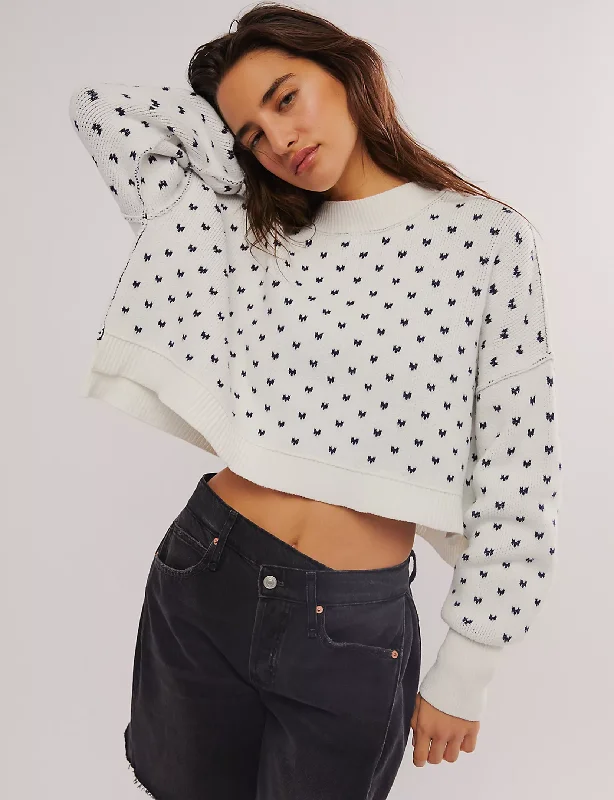 cardigan silky navy -Pattern Easy Street Cropped Pullover, White/Navy Combo