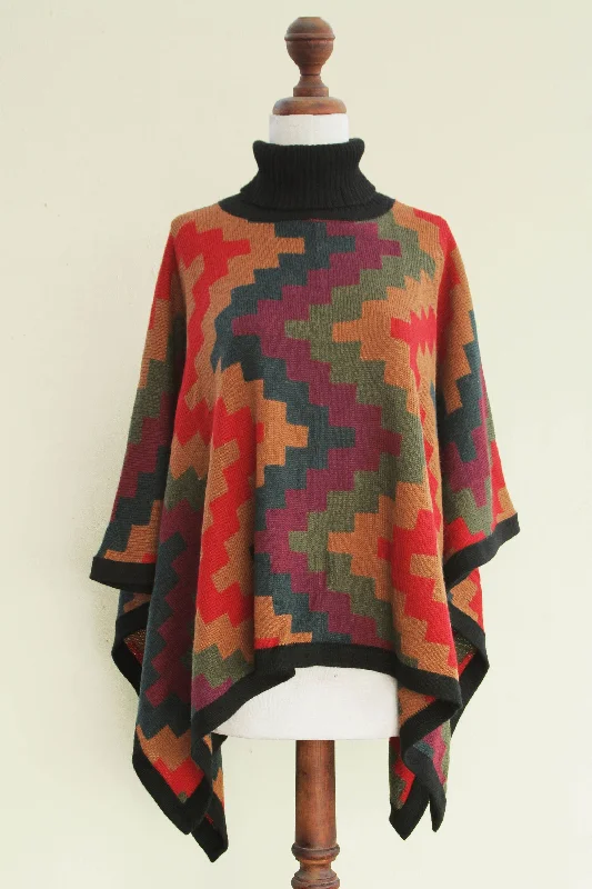 cardigan laidback black -Pyramids Handmade Alpaca Blend Poncho