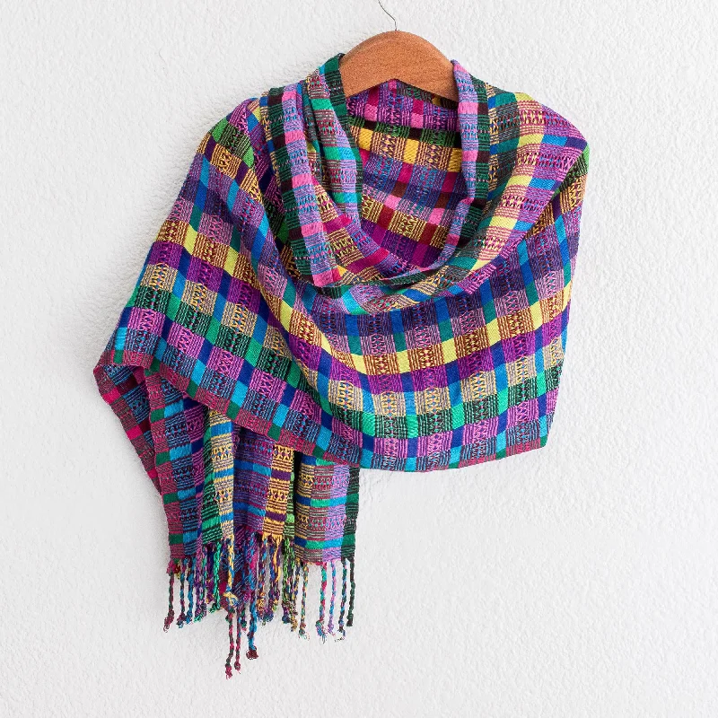 cardigan party season -San Juan Fiesta Colorful Cotton Shawl Crafted in Guatemala