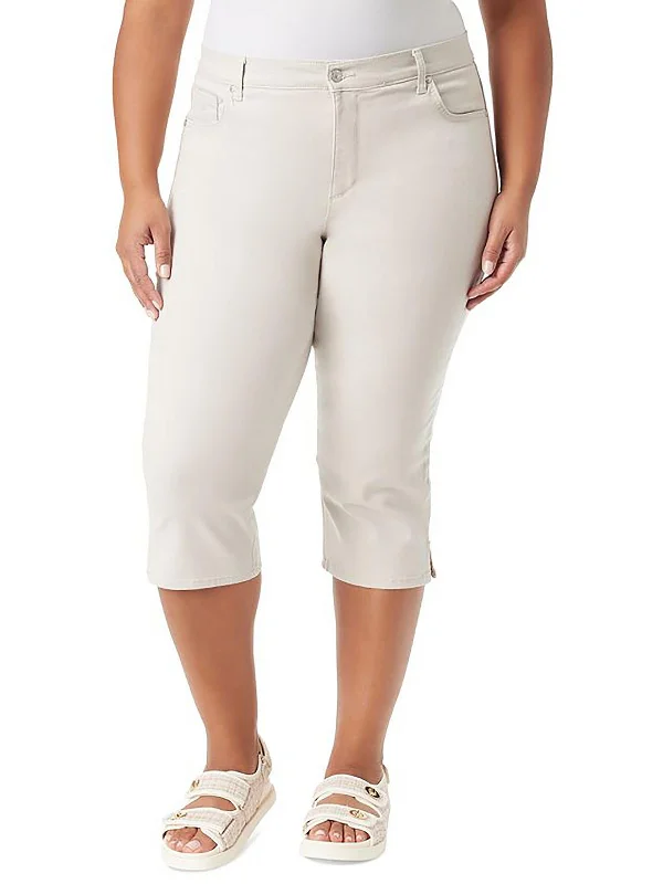 peach jogger pants relaxed -Amanda Womens High Rise Straight Leg Capri Jeans