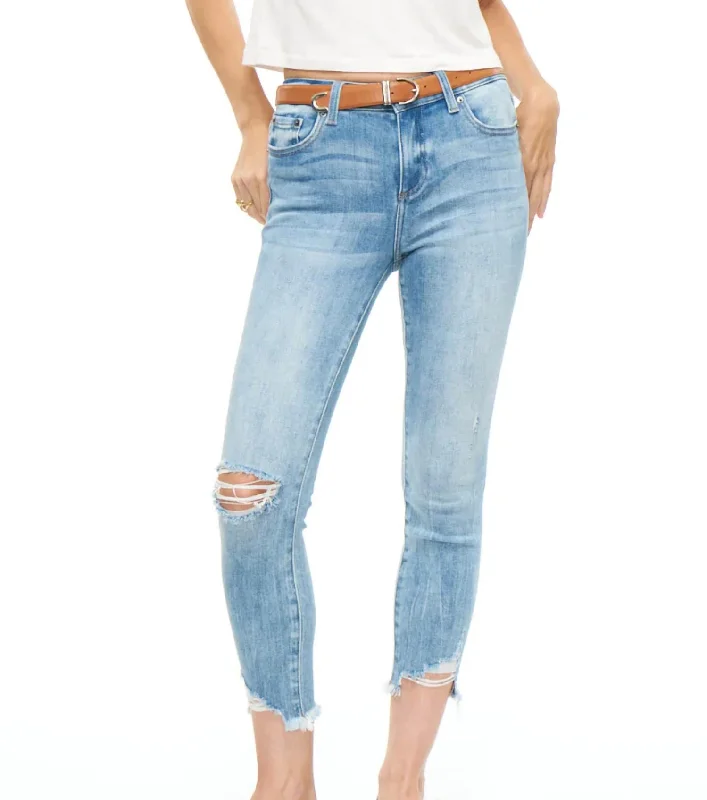 coral twill pants vibrant -Audrey Mid Rise Skinny Crop In Sierra Distressed