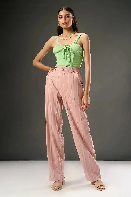 lilac culottes pants trendy -Blush Petal Women's Textured Korean Pants