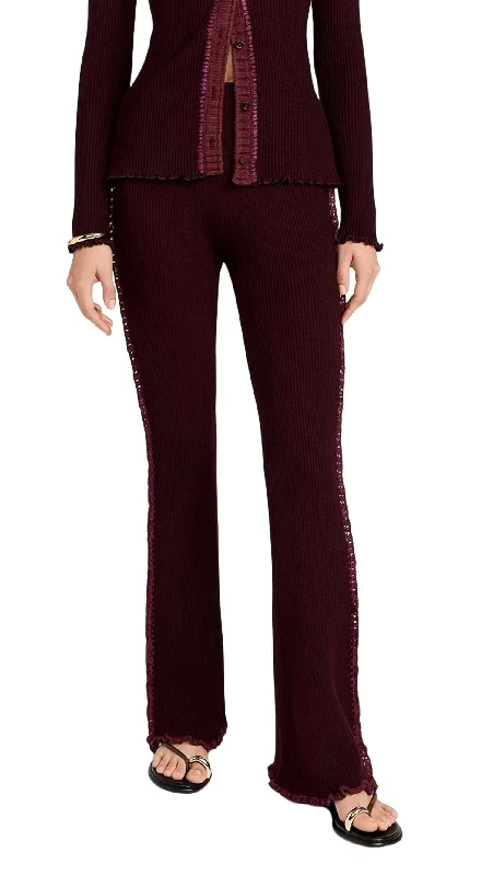 maroon chino pants smart -Clare Thermal Knit Pants In Burgundy