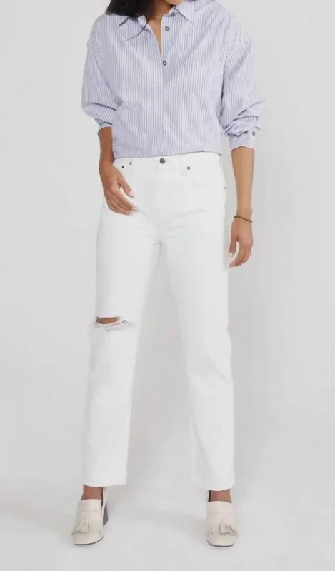 peach cargo pants vibrant -Finn Slim Straight Jean In White