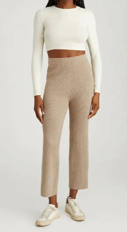 coral track pants comfy -Gabby Sweater Pants In Cashew Heather