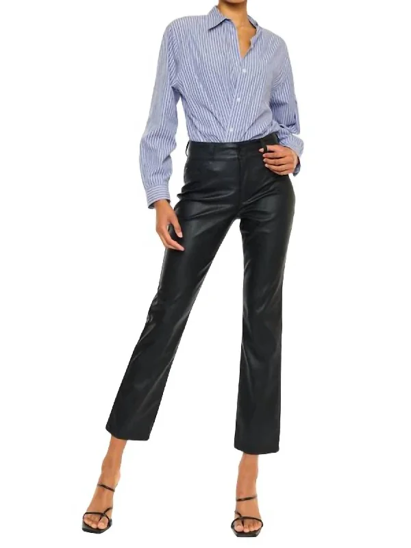 burnt orange jogger pants relaxed -High Rise Skinny Straight Faux Leather Pant In Black