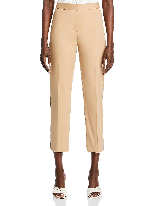 khaki stretch pants for gym -Jemma Womens Mid Rise Work Wear Straight Leg Pants