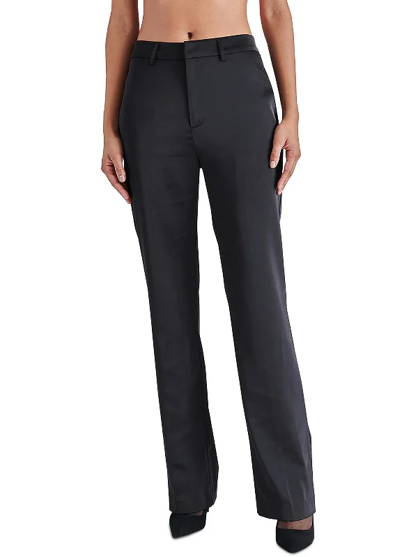 khaki bootcut pants versatile -Mercer Womens Mid Rise Formal Straight Leg Pants