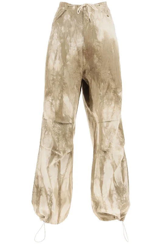 soft beige faux leather pants edgy -park Women's Daisy Tie-Dye Baggy Pants