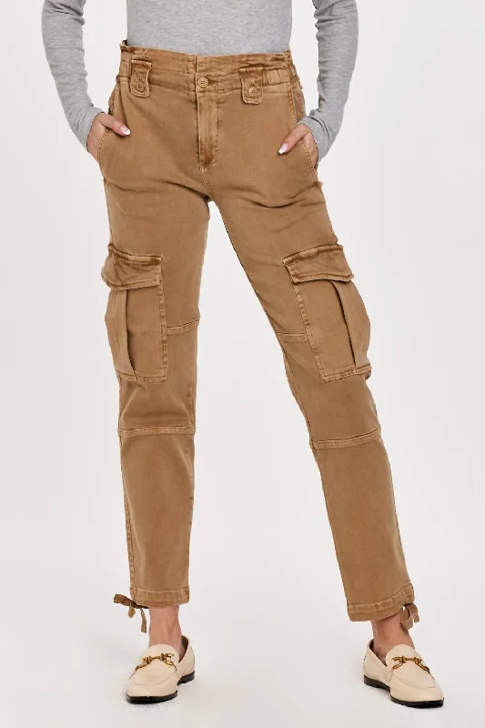 teal utility pants versatile -Richie High Rise Cargo Pants In Butterscotch