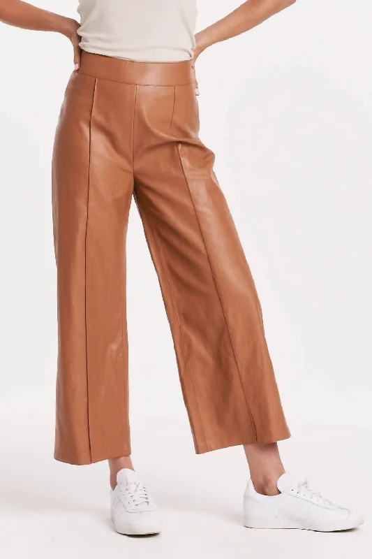 burnt orange dress pants for office -Sparkle Saddle Wide Leg Pants In Khaki