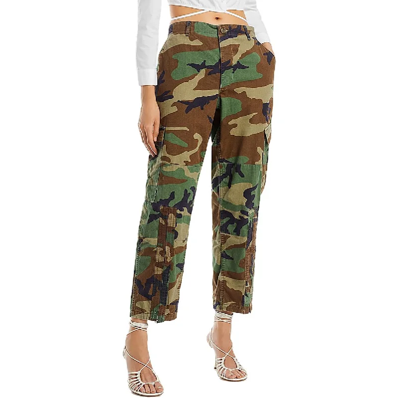 teal slim fit pants sleek -Upcycle Mens Camouflage Straight Leg Cargo Pants