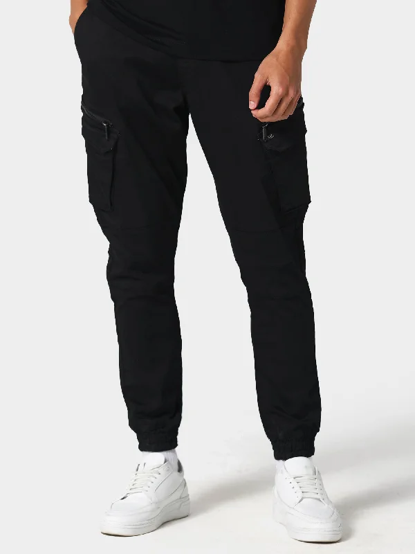 coral track pants comfy -Ware Black Cargo Pants