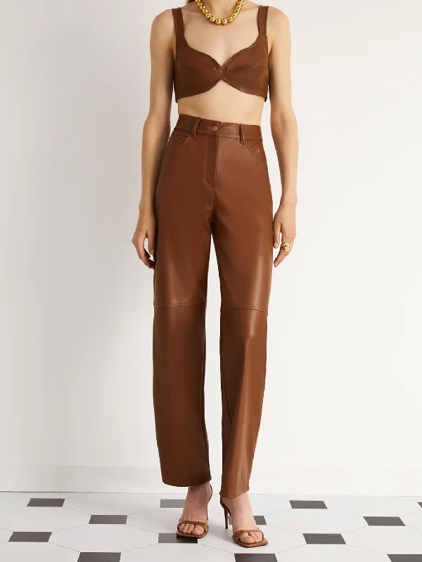 maroon dress pants polished -Wide Leg Pleather Pants