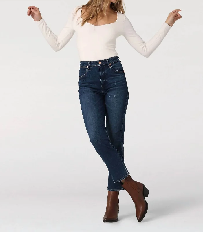 navy blue twill pants polished -Wild West High Rise Straight Jeans In Wild Ride