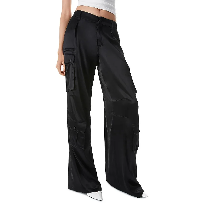 peach high waisted pants chic -Womens Cargo Wide Leg Cargo Pants